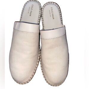 Cole Haan Cream Leather Mules with Whipstitch Detail